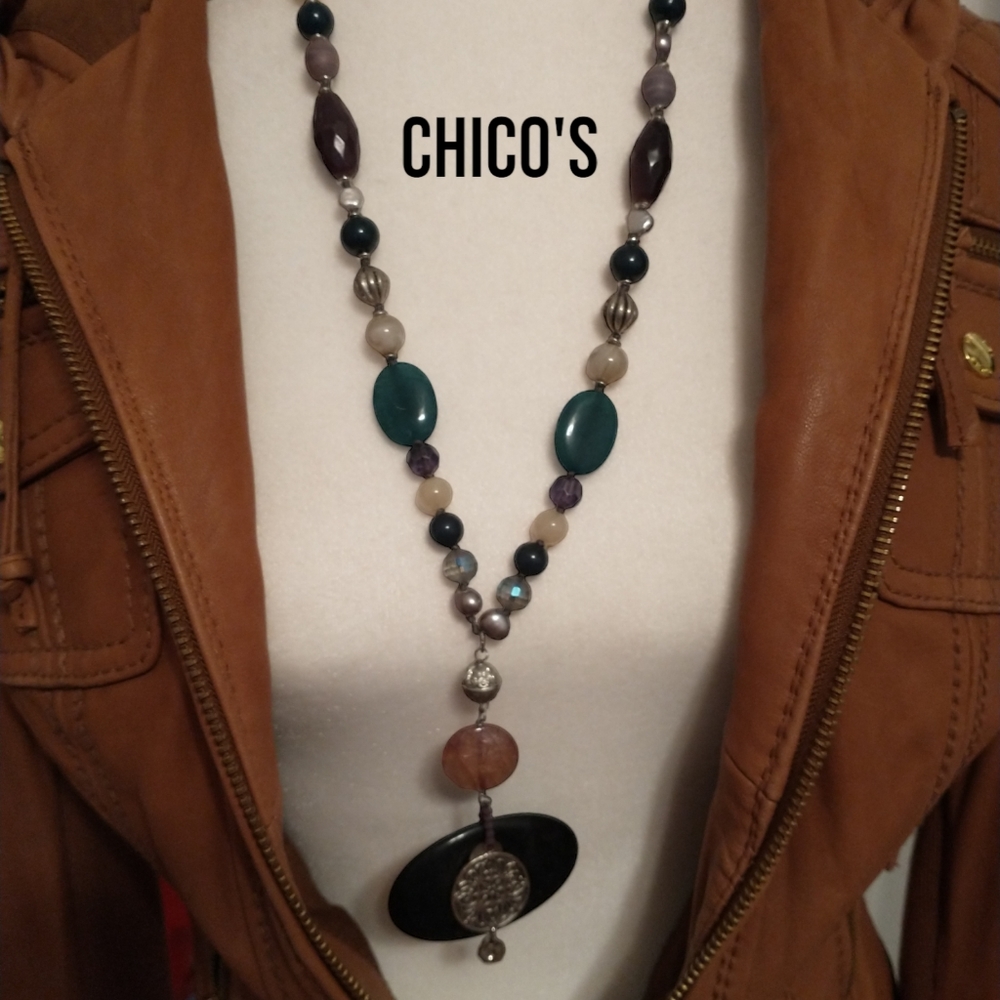 Chico's long multicolor stones.‎ Metal beads. Boho style. - Picture 3 of 8